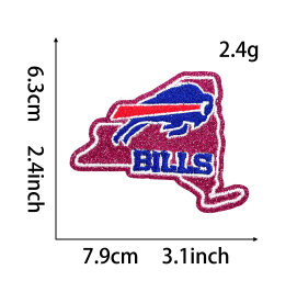 19 pcs NFL Team Glitter Embroidered Patch | DIY Iron-On Patch for T-Shirts, Backpacks, Hats & More Custom Accessories