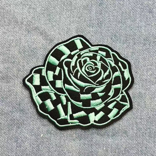 “Green Rose Embroidered Patch | DIY Iron-On Patch for T-Shirts, Backpacks, Jackets & More Custom Accessories”