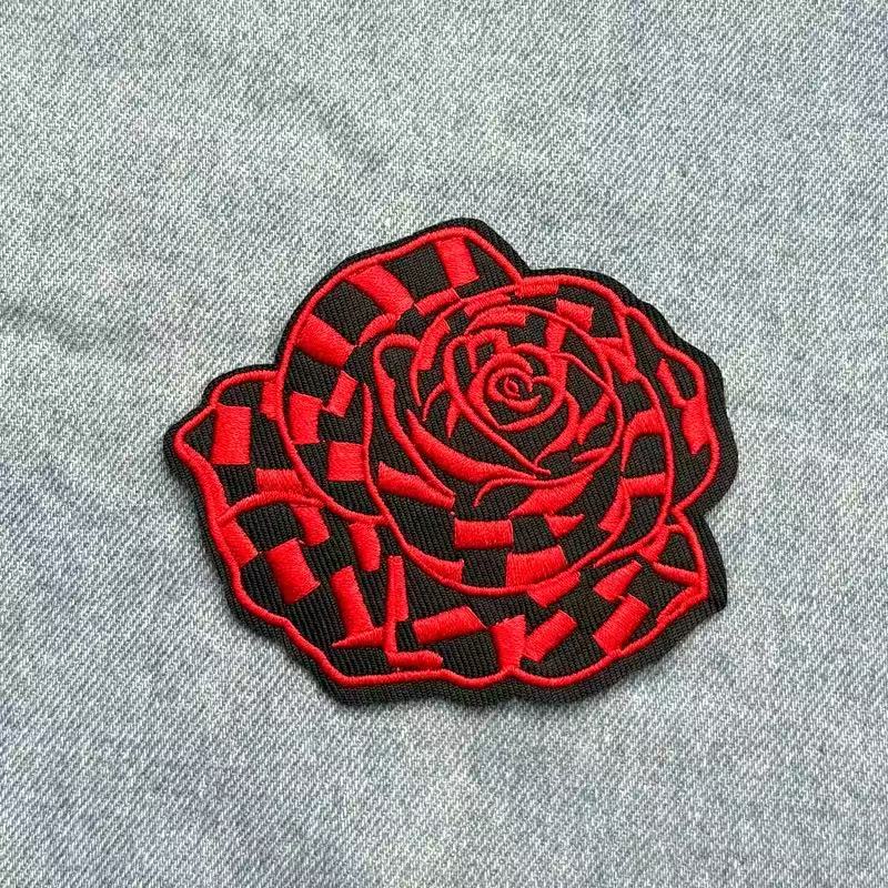 “Red Rose Embroidered Patch | DIY Iron-On Patch for T-Shirts, Backpacks, Jackets & More Custom Accessories”