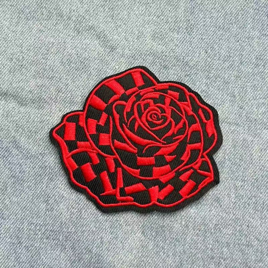 “Red Rose Embroidered Patch | DIY Iron-On Patch for T-Shirts, Backpacks, Jackets & More Custom Accessories”