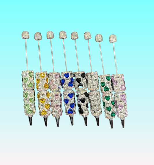 9 pens New DIY cute and cute love full diamond heavy bead pen Creative handmade colorful ballpoint pen spot wholesale