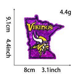 19 pcs NFL Team Glitter Embroidered Patch | DIY Iron-On Patch for T-Shirts, Backpacks, Hats & More Custom Accessories