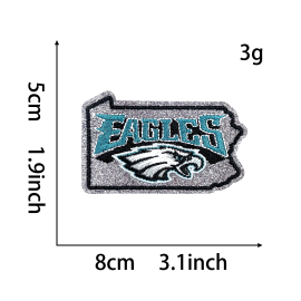 19 pcs NFL Team Glitter Embroidered Patch | DIY Iron-On Patch for T-Shirts, Backpacks, Hats & More Custom Accessories