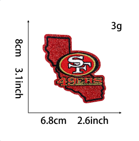 19 pcs NFL Team Glitter Embroidered Patch | DIY Iron-On Patch for T-Shirts, Backpacks, Hats & More Custom Accessories